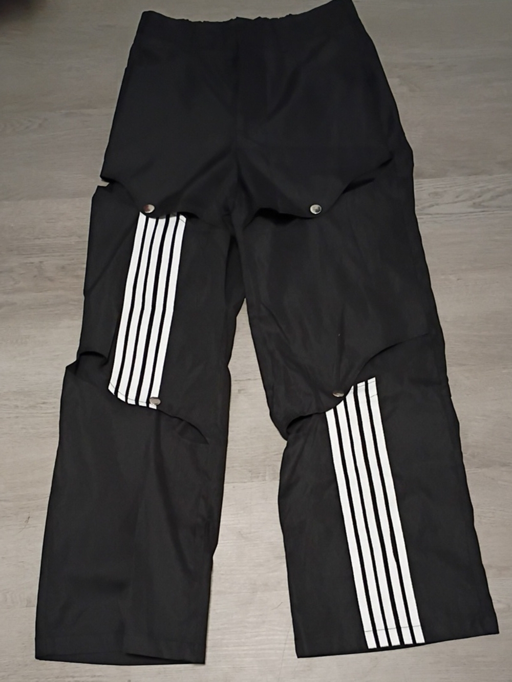 Black Track Pants with White Stripe Detail